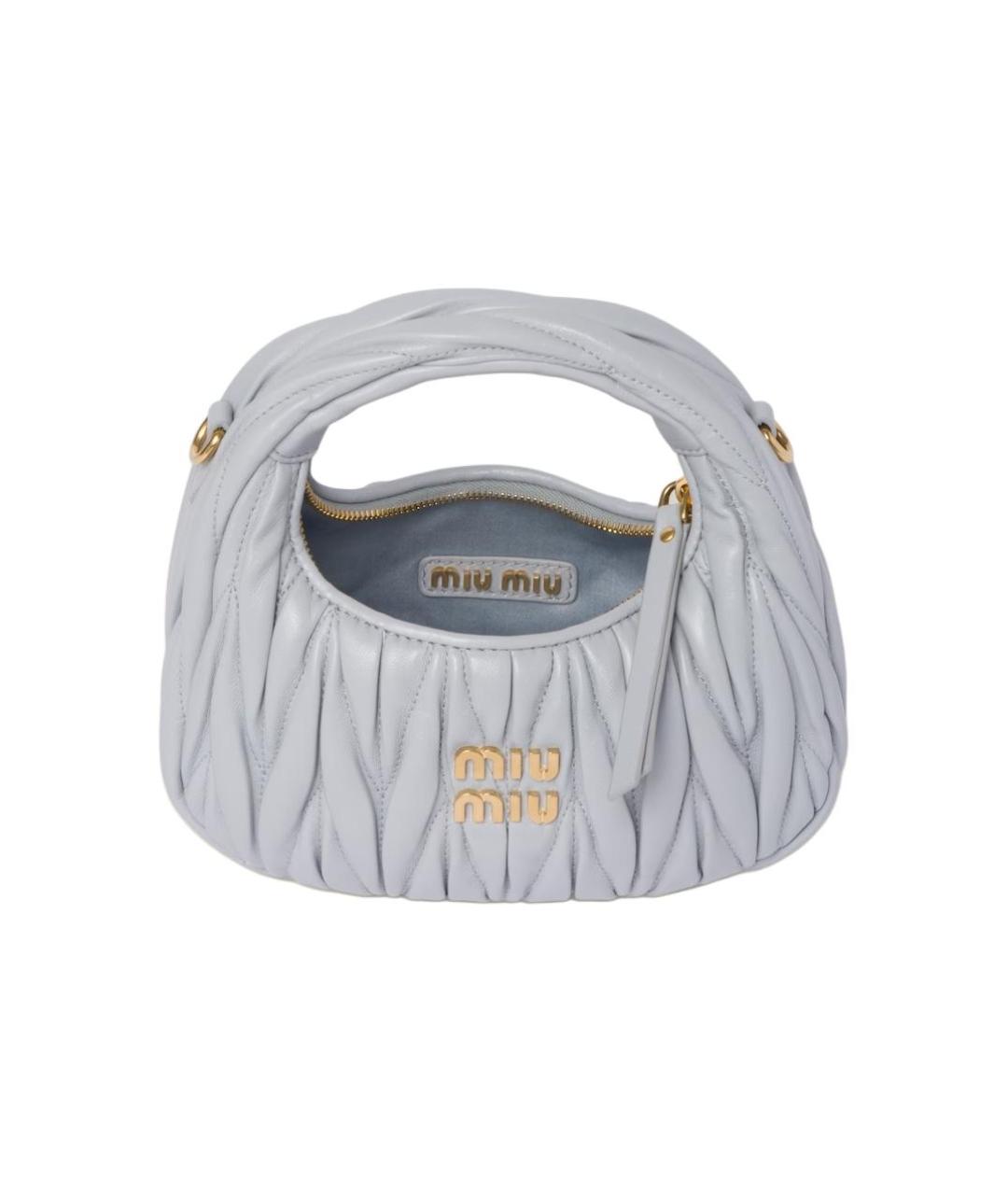 MIU MIU Серая кожаная сумка через плечо, фото 4