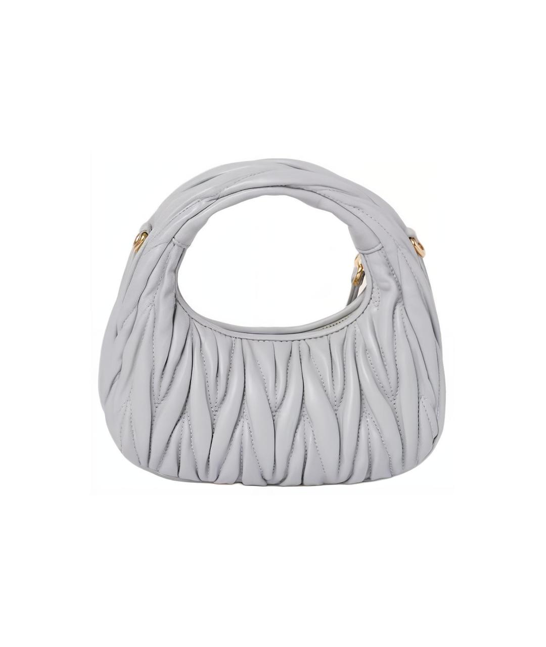 MIU MIU Серая кожаная сумка через плечо, фото 3