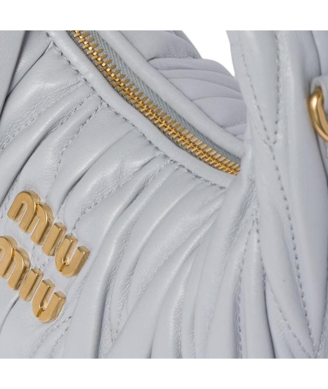 MIU MIU Серая кожаная сумка через плечо, фото 6