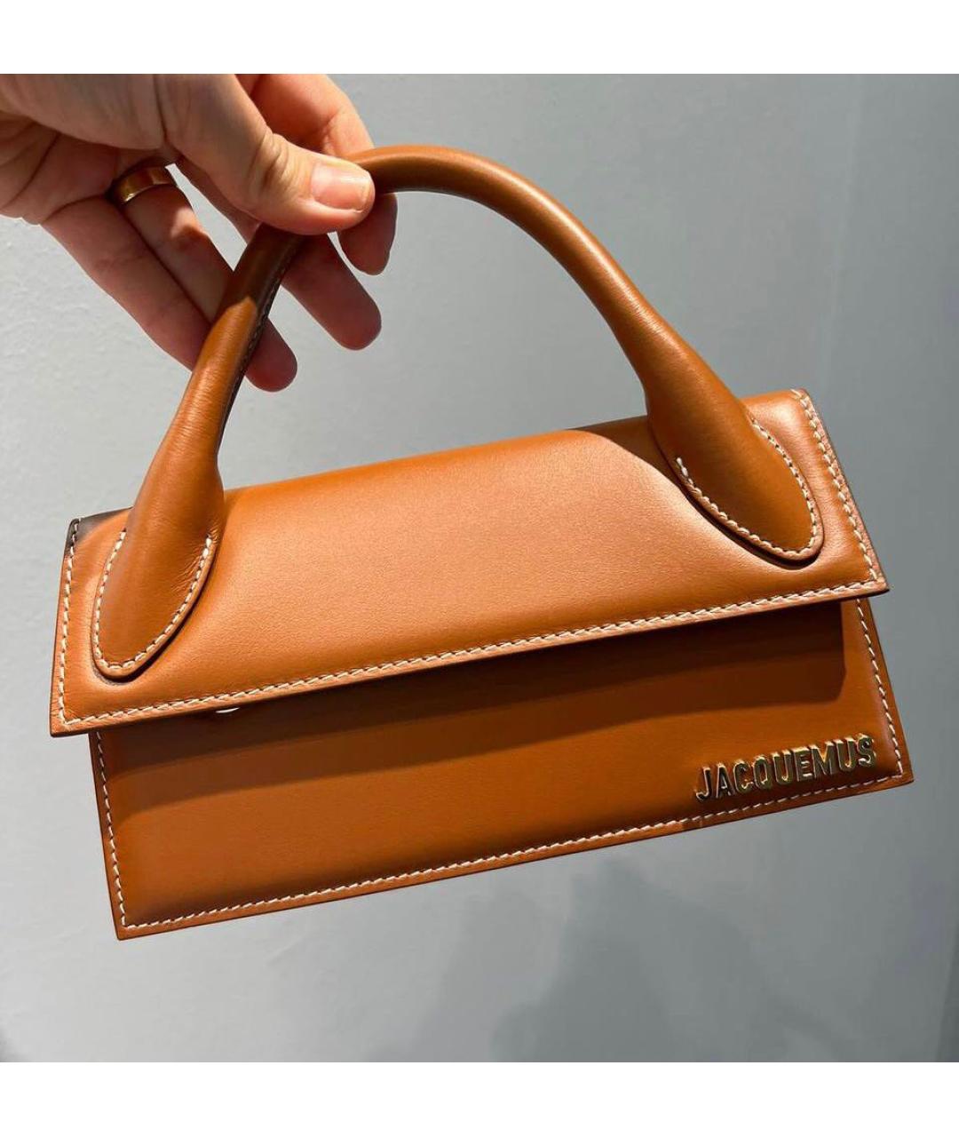 JACQUEMUS Коричневая кожаная сумка через плечо, фото 2