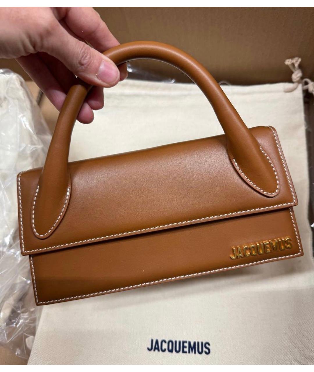 JACQUEMUS Коричневая кожаная сумка через плечо, фото 8