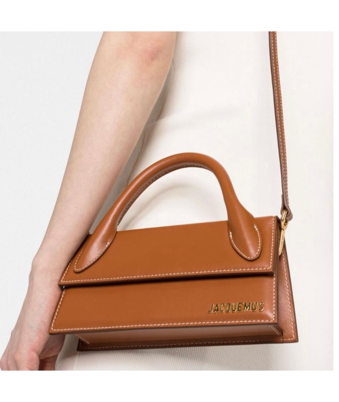 JACQUEMUS Коричневая кожаная сумка через плечо, фото 5
