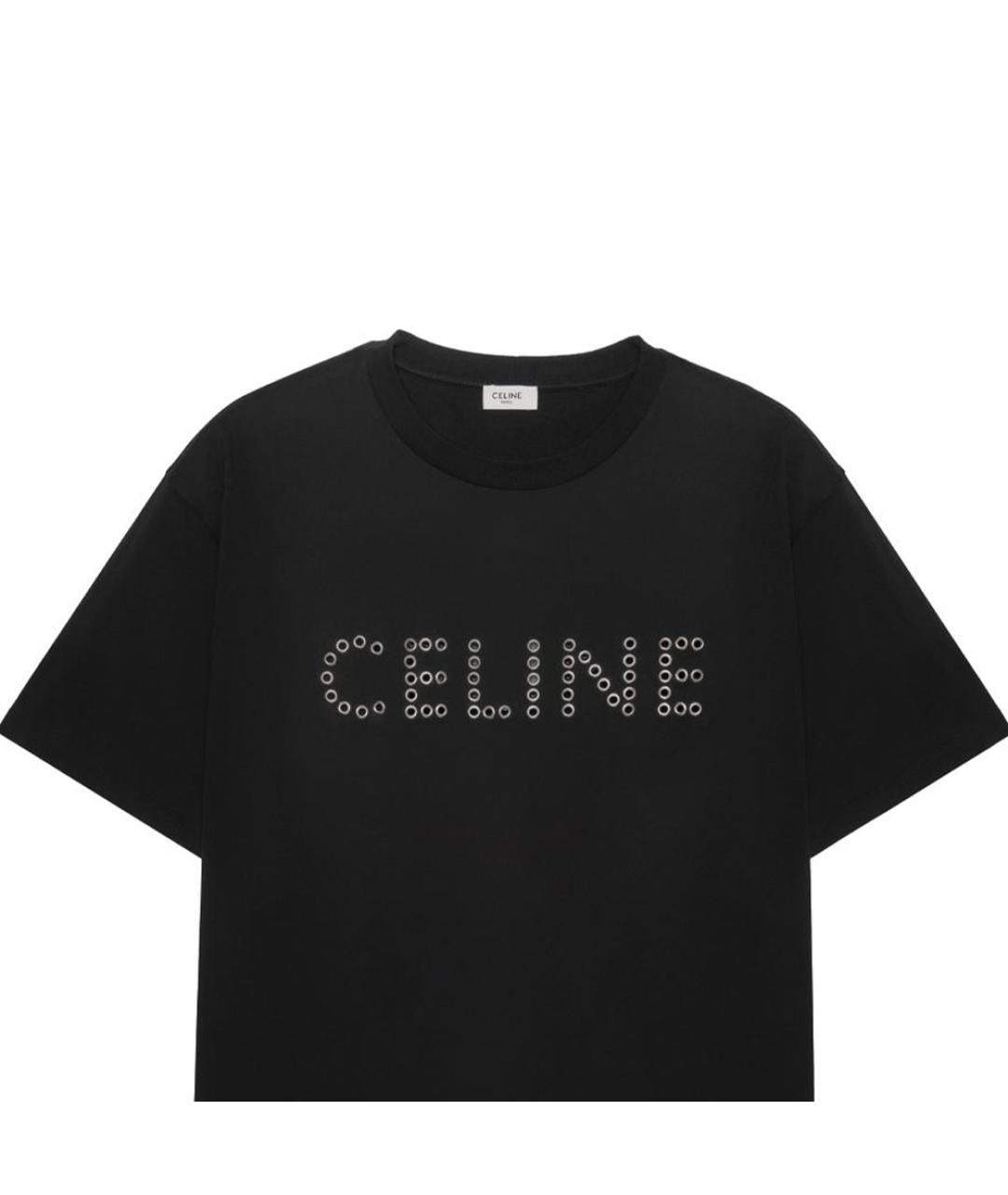 CELINE Черная хлопковая футболка, фото 3