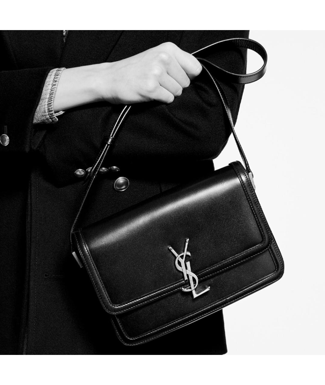 SAINT LAURENT Черная кожаная сумка через плечо, фото 8