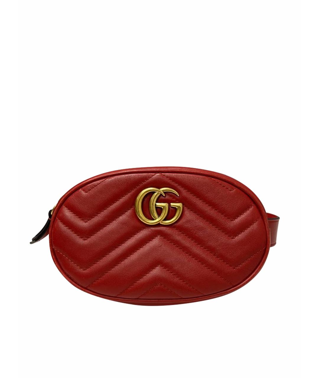 GUCCI Красная кожаная поясная сумка, фото 1