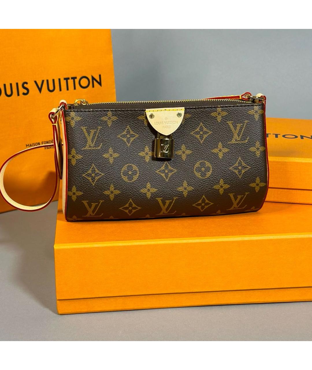 LOUIS VUITTON Коричневая кожаная сумка через плечо, фото 5