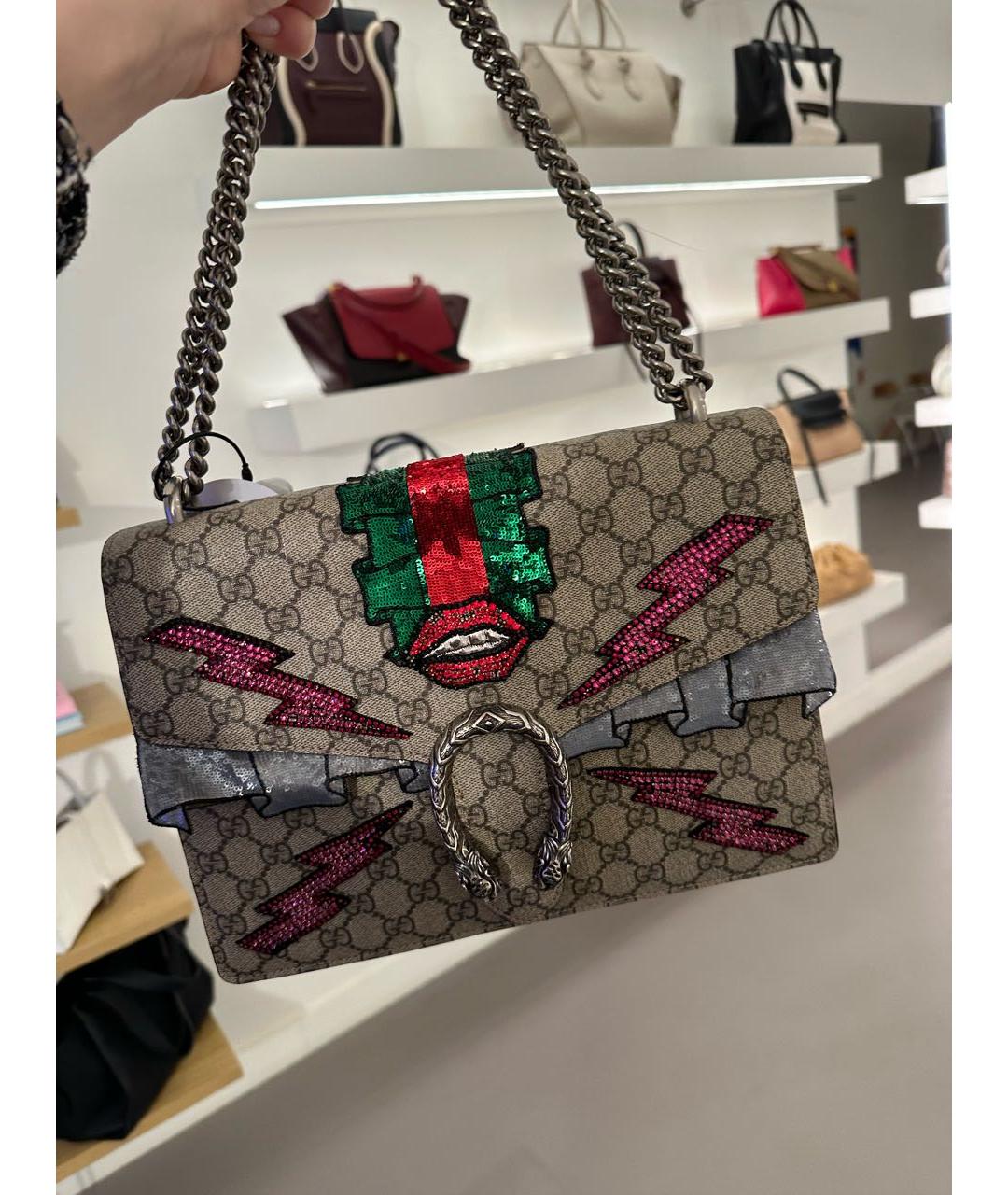 GUCCI Серая кожаная сумка тоут, фото 7