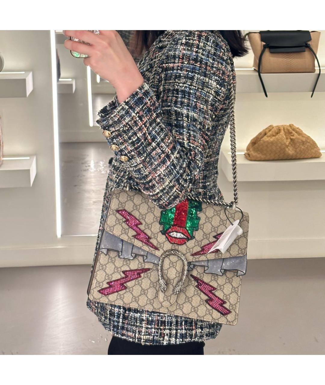 GUCCI Серая кожаная сумка тоут, фото 8