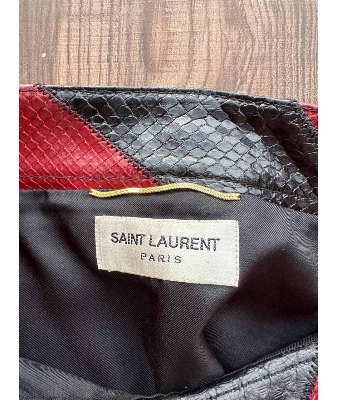 SAINT LAURENT Мульти кожаная юбка мини, фото 7