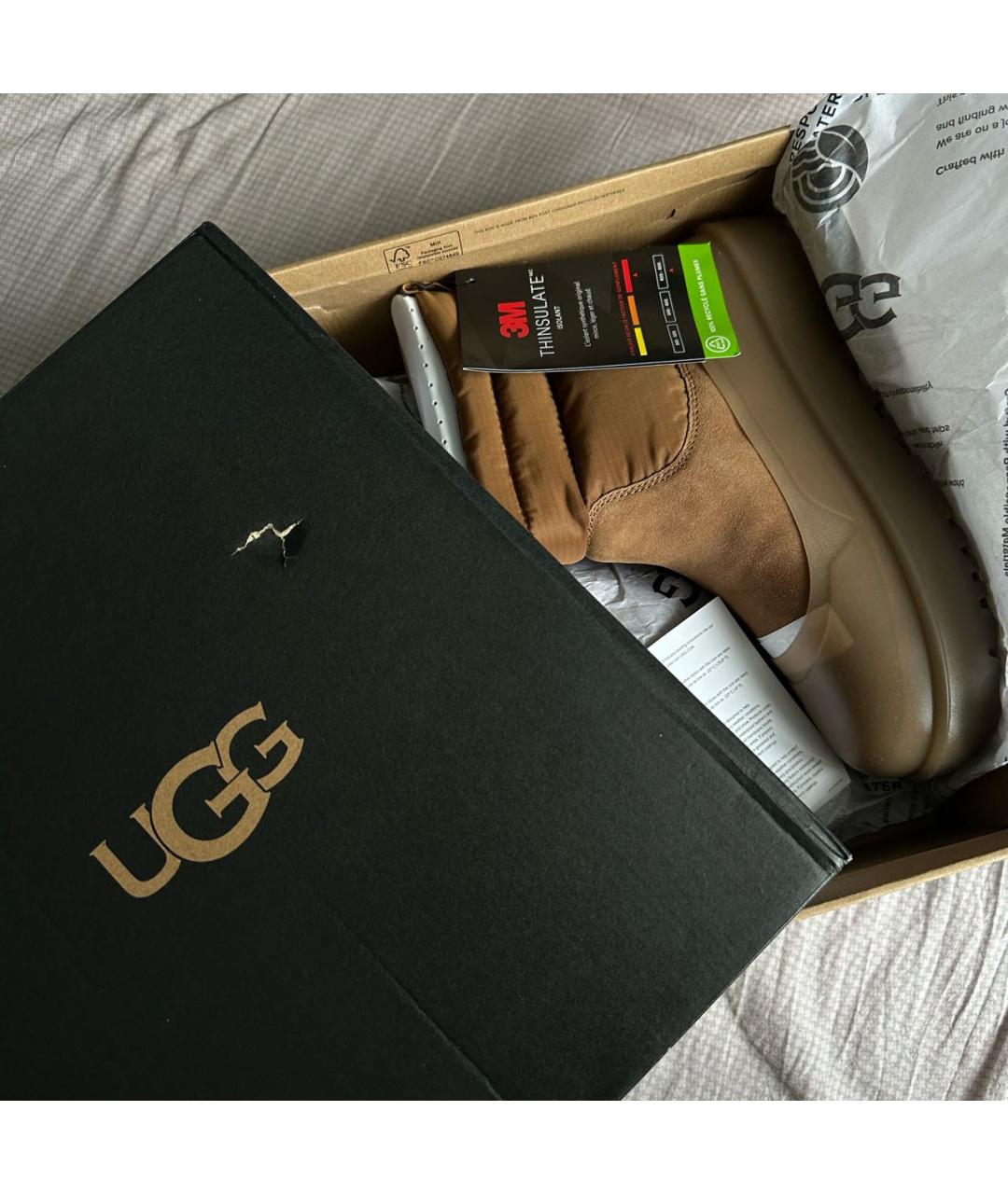 UGG AUSTRALIA Коричневые замшевые высокие ботинки, фото 4