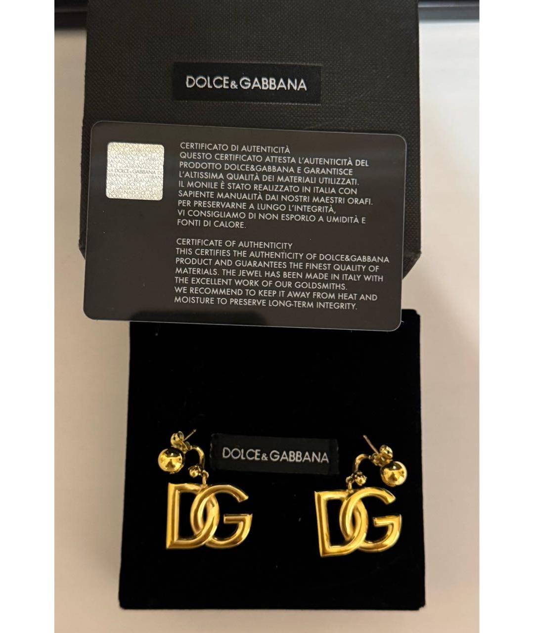 DOLCE&GABBANA Золотые металлические серьги, фото 3