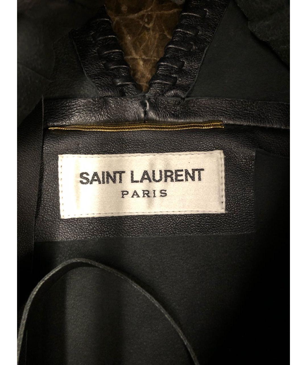 SAINT LAURENT Черное кожаное коктейльное платье, фото 4