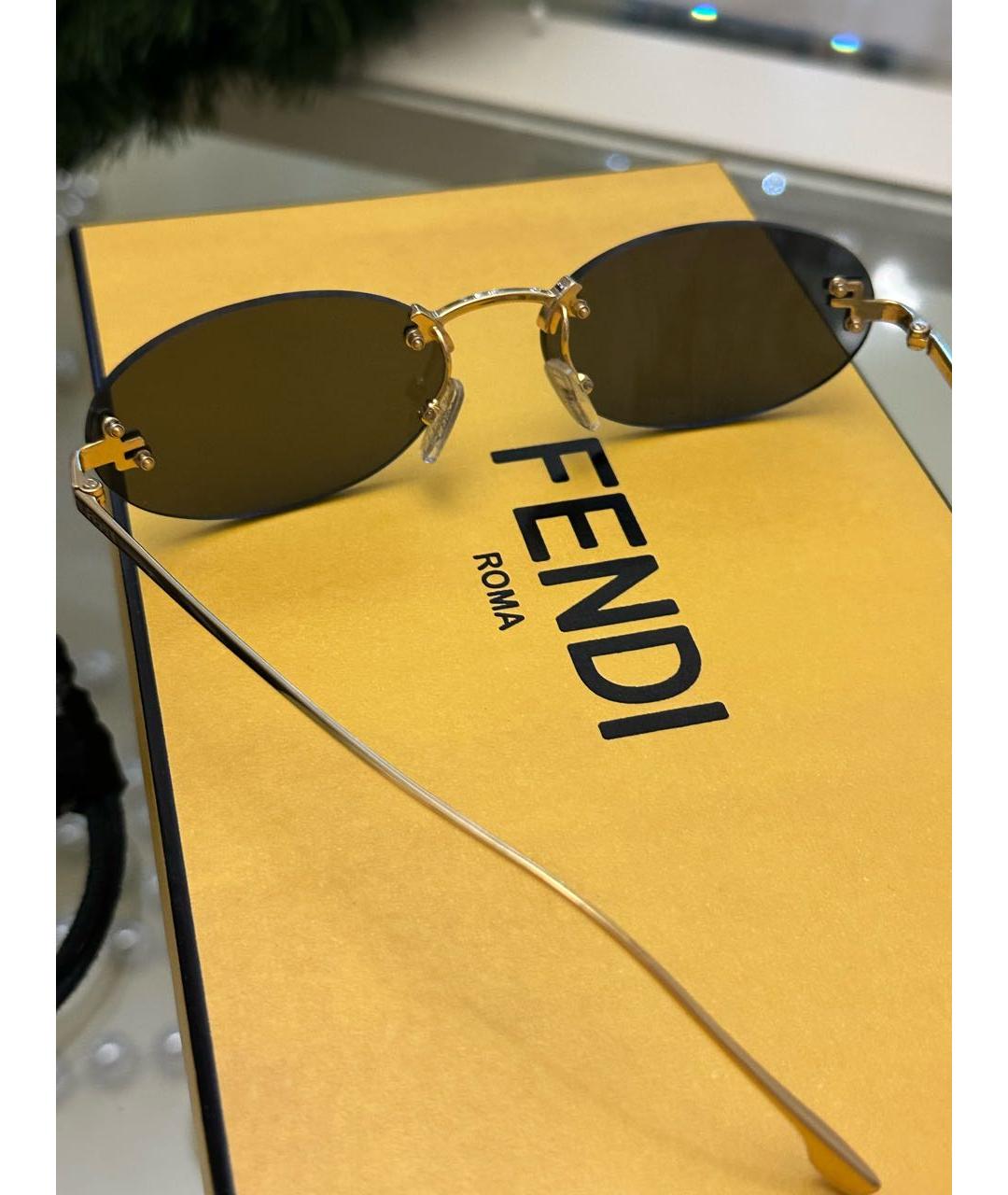 FENDI Черные металлические солнцезащитные очки, фото 2