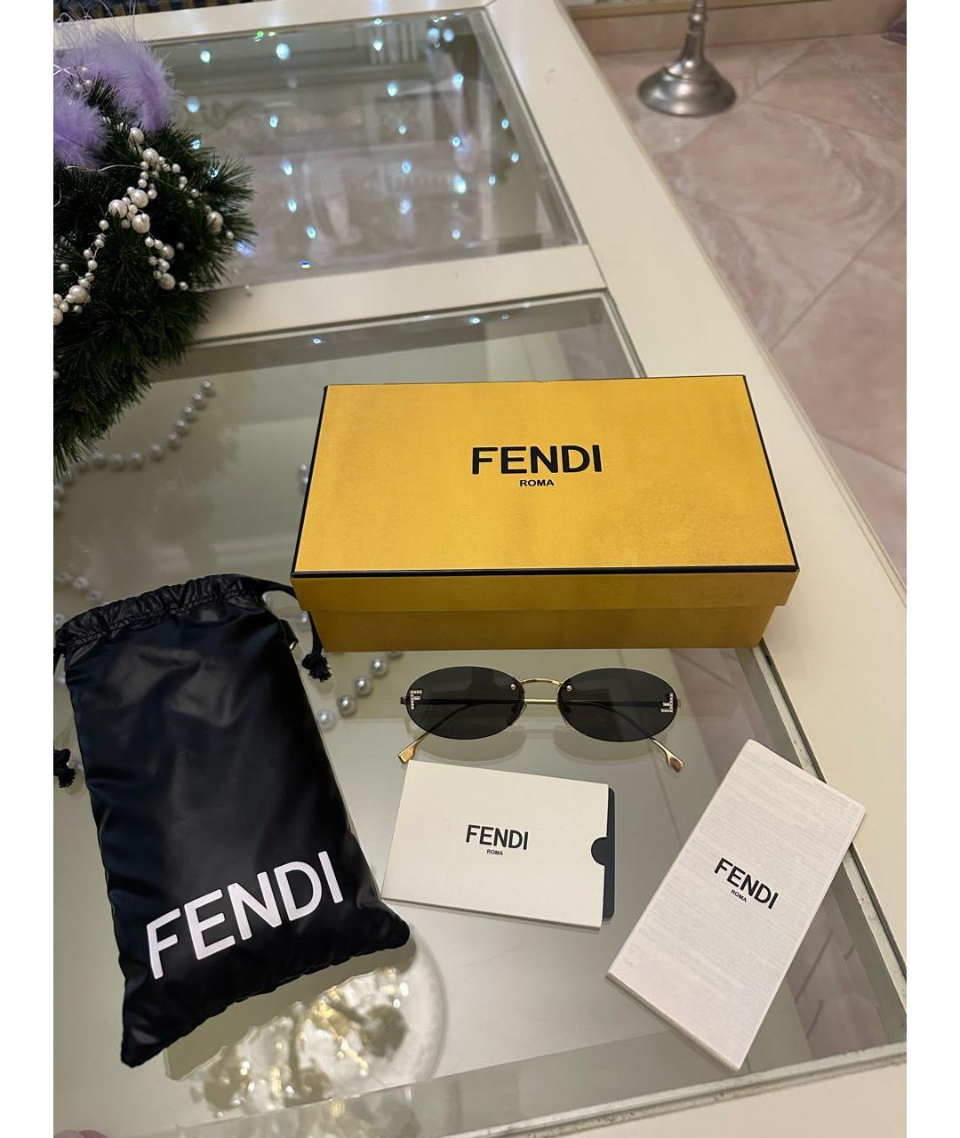 FENDI Черные металлические солнцезащитные очки, фото 3