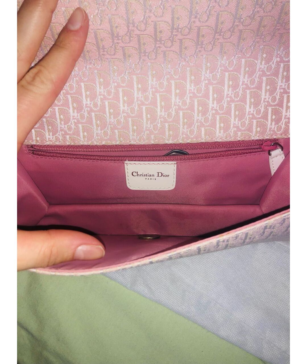 CHRISTIAN DIOR VINTAGE Розовая тканевая сумка тоут, фото 5