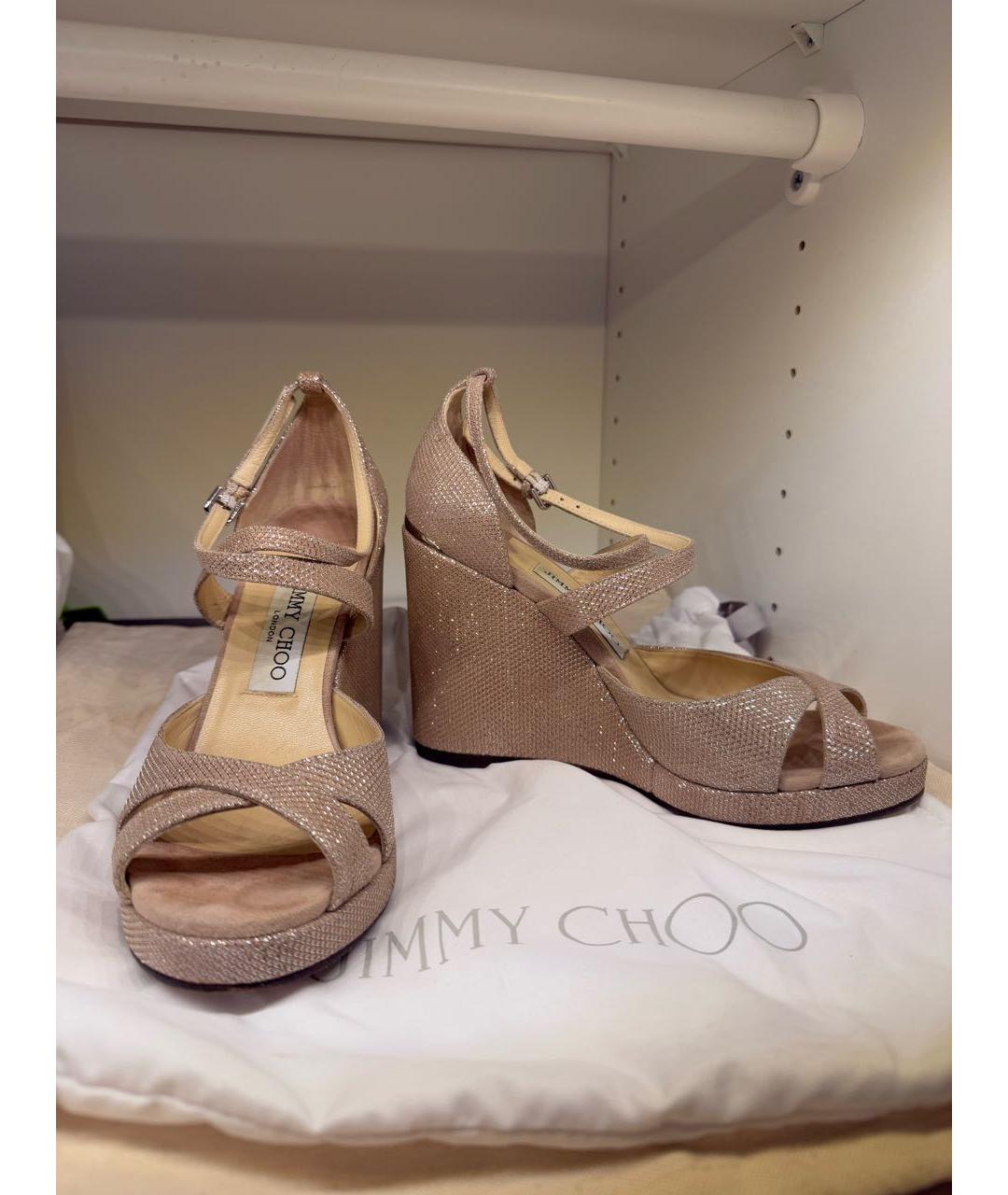 JIMMY CHOO Розовые кожаные босоножки, фото 3