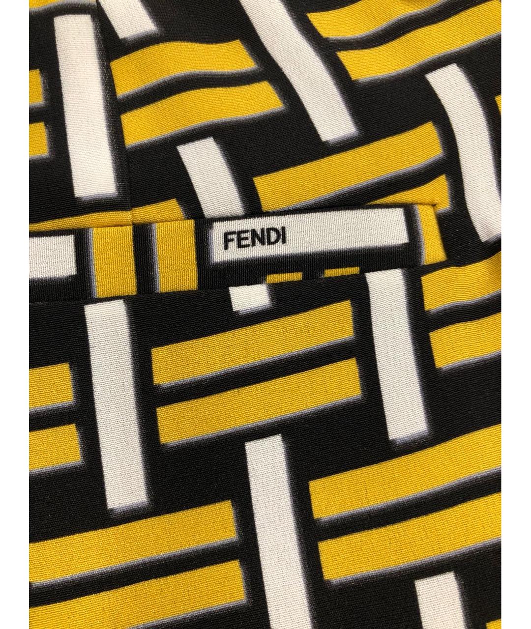 FENDI Мульти шелковые прямые брюки, фото 4