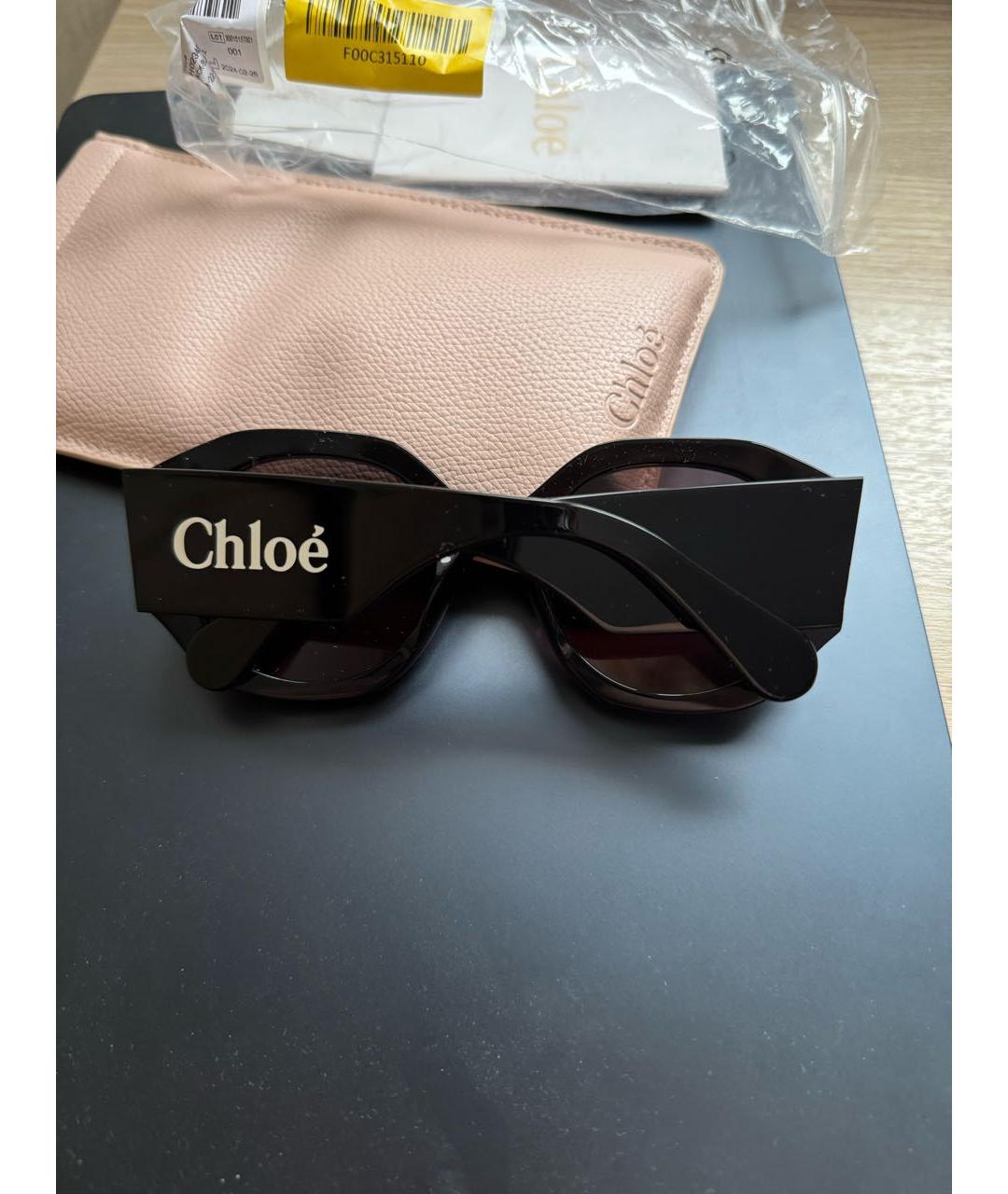 CHLOE Черные пластиковые солнцезащитные очки, фото 3