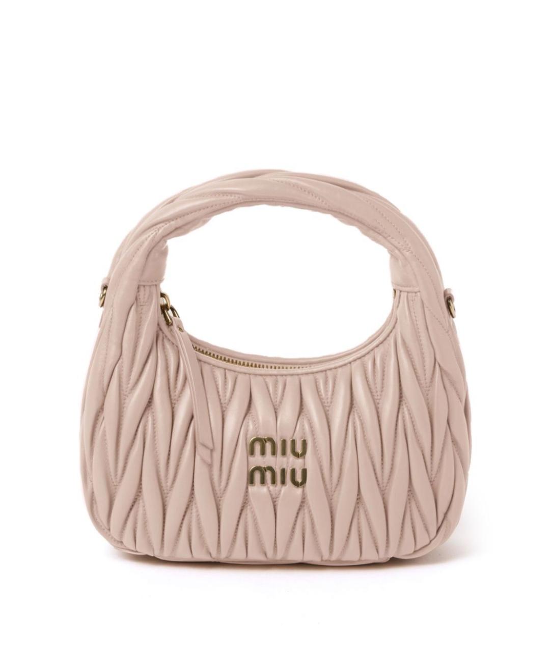 MIU MIU Розовая кожаная сумка с короткими ручками, фото 1