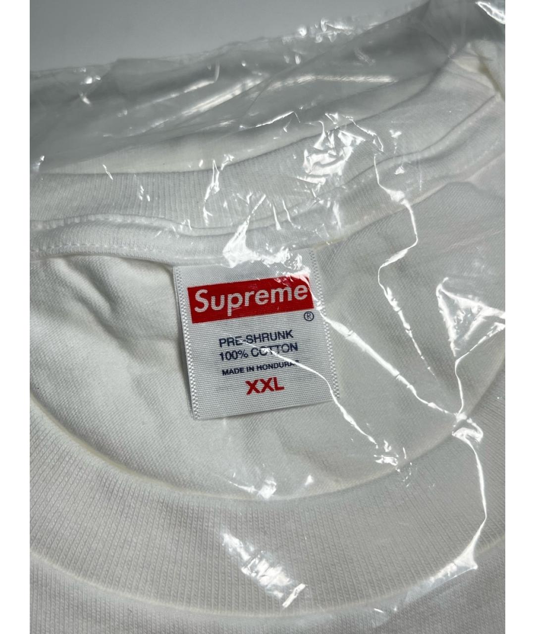 SUPREME Белая хлопковая футболка, фото 4