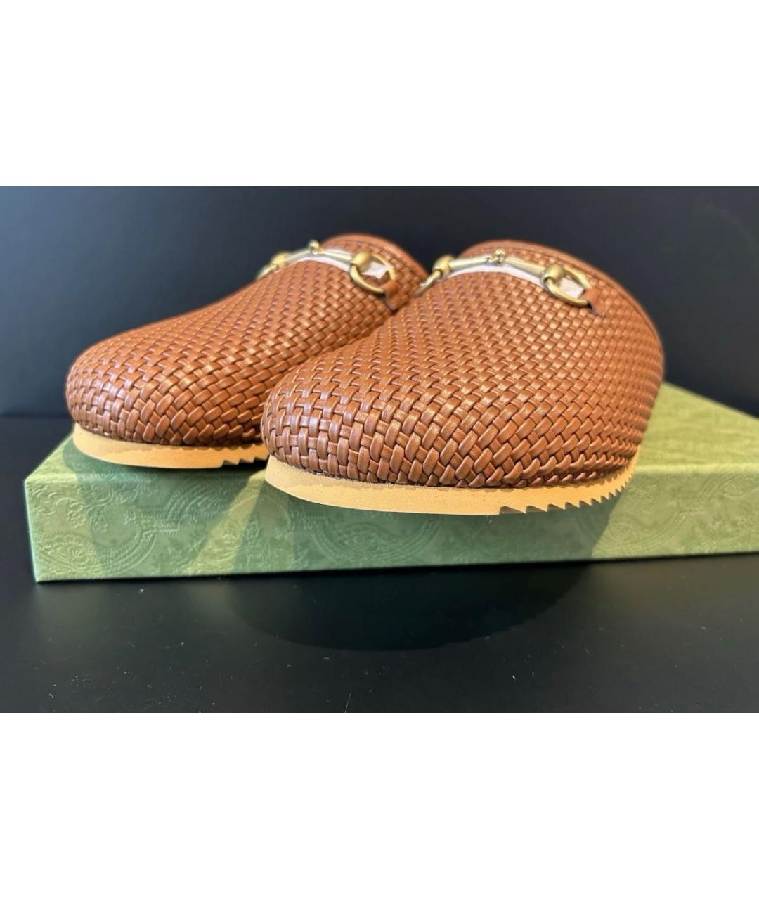 GUCCI Коричневые кожаные сандалии, фото 6