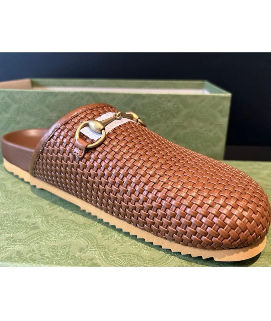 GUCCI Коричневые кожаные сандалии, фото 3