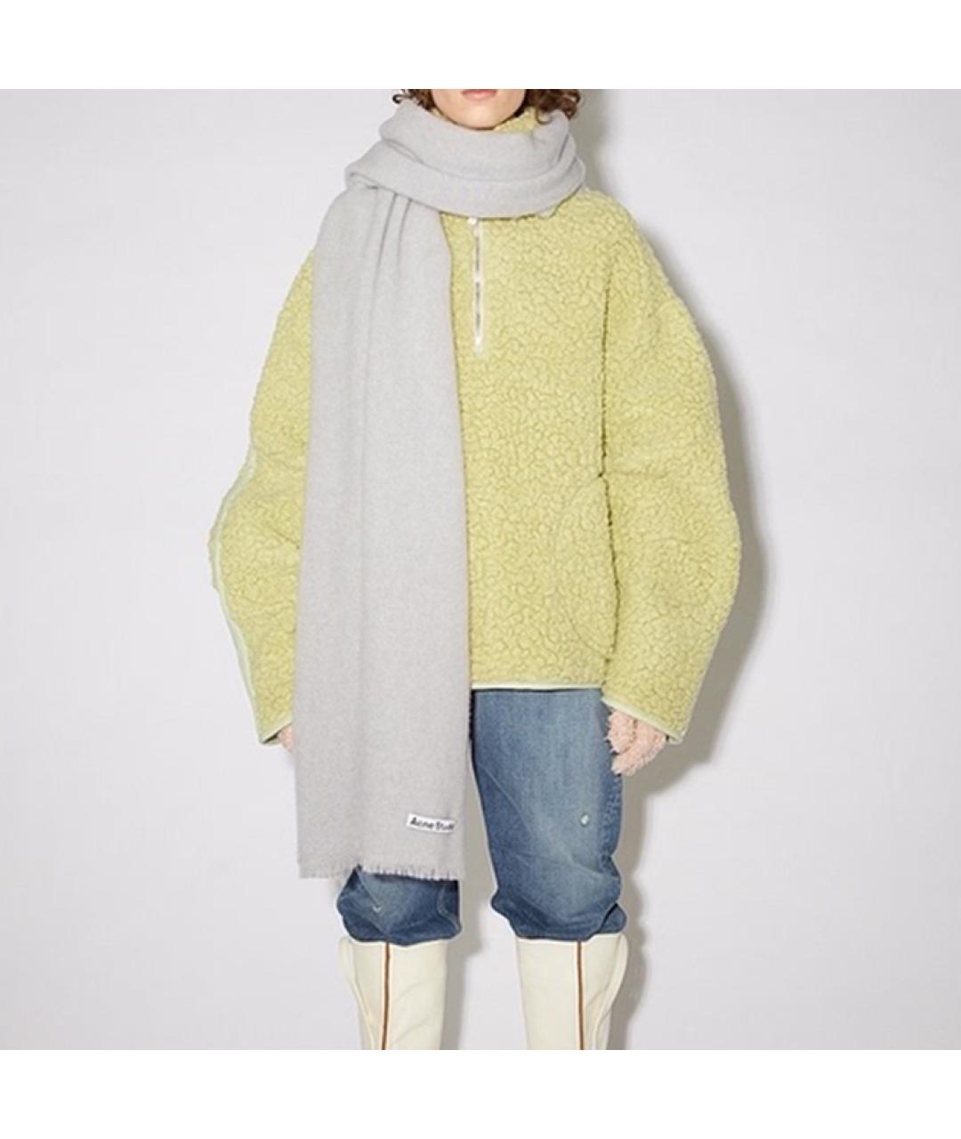 ACNE STUDIOS Серый шерстяной шарф, фото 3