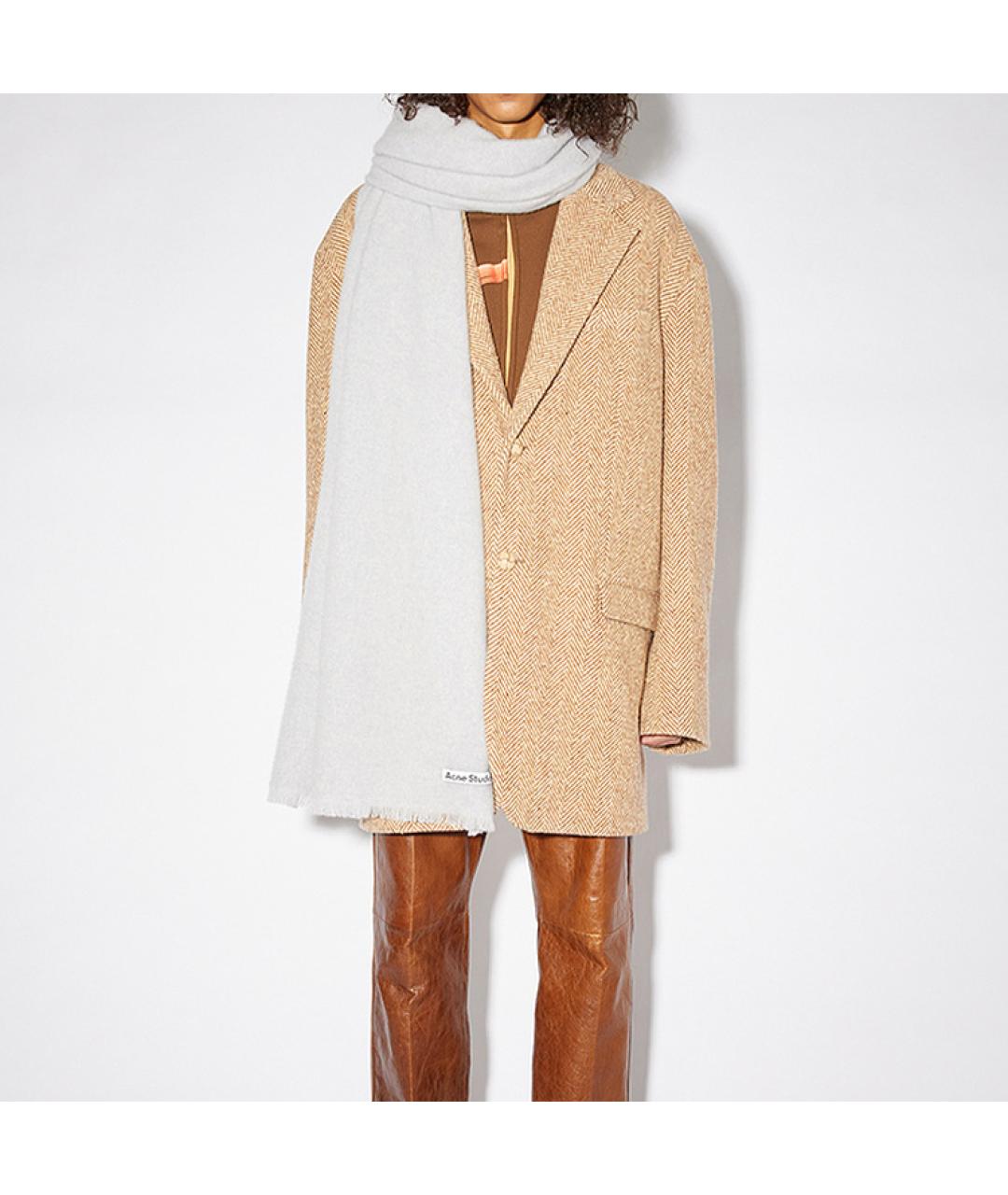 ACNE STUDIOS Серый шерстяной шарф, фото 2