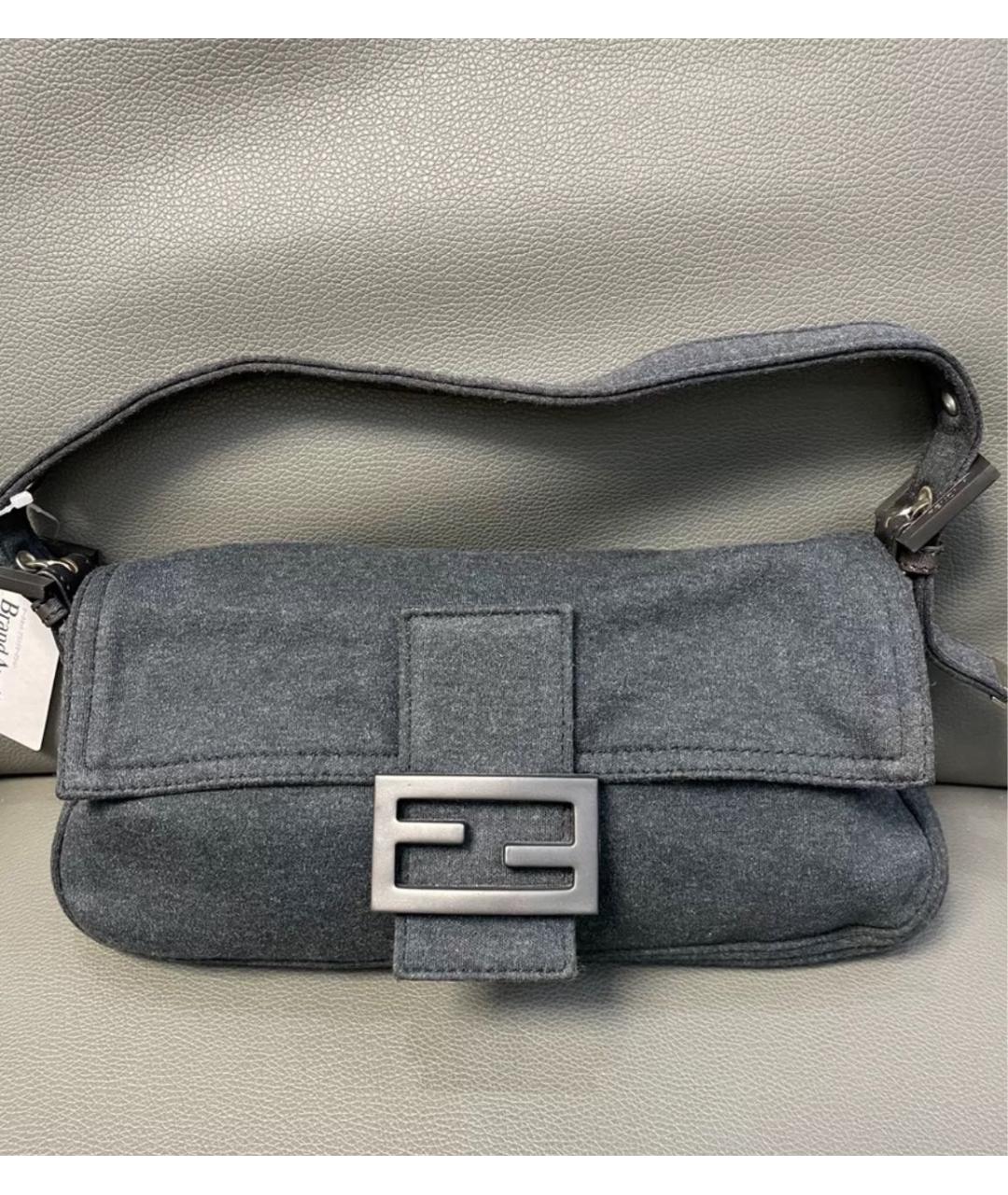 FENDI Серая хлопковая сумка через плечо, фото 2