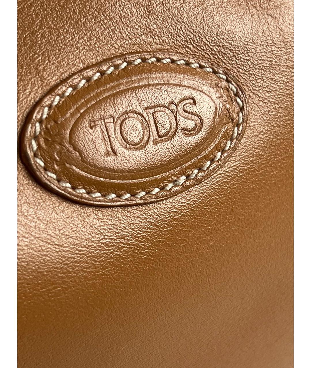 TOD'S Коричневая кожаная сумка с короткими ручками, фото 4