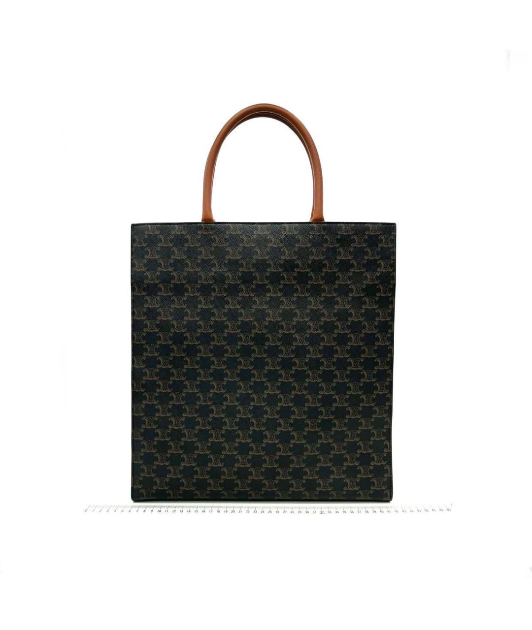 CELINE Коричневая кожаная сумка тоут, фото 2