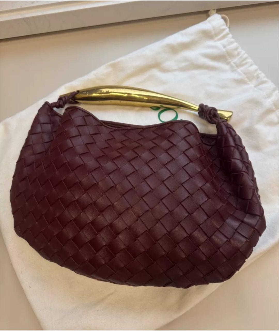 BOTTEGA VENETA Бордовая кожаная сумка с короткими ручками, фото 6