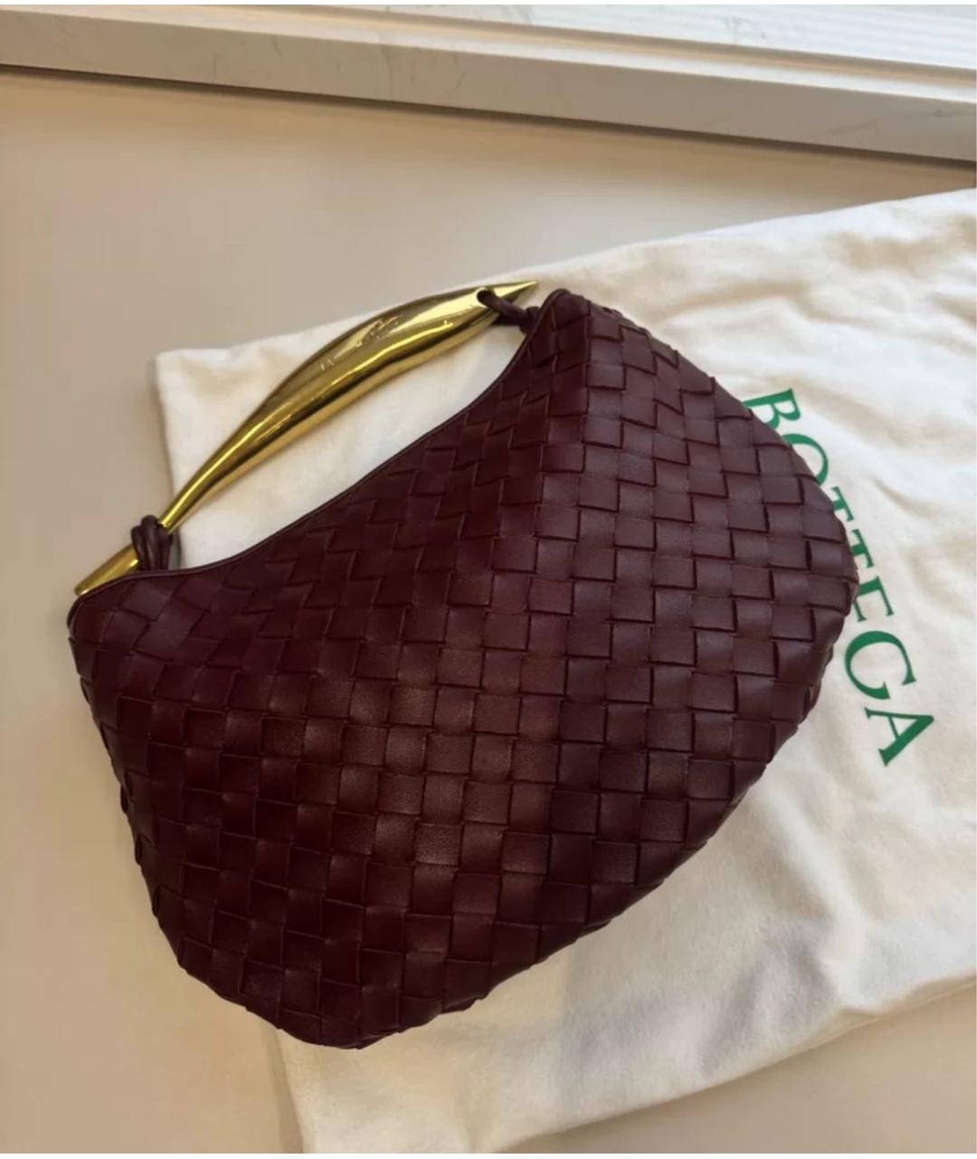 BOTTEGA VENETA Бордовая кожаная сумка с короткими ручками, фото 2