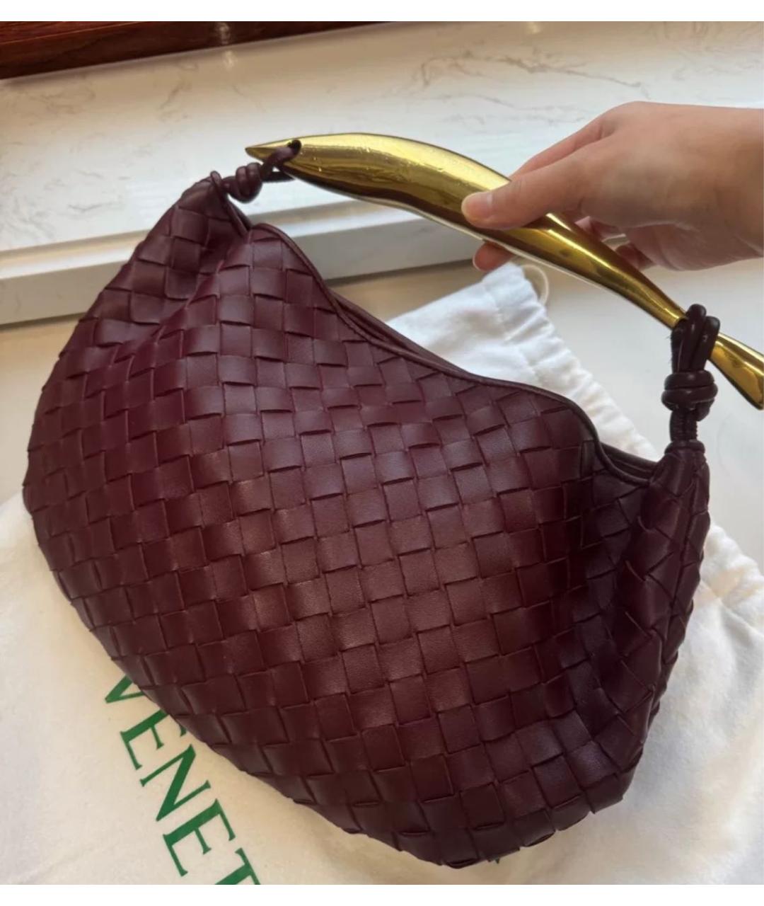 BOTTEGA VENETA Бордовая кожаная сумка с короткими ручками, фото 4