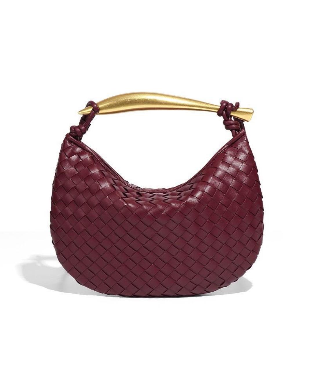 BOTTEGA VENETA Бордовая кожаная сумка с короткими ручками, фото 7