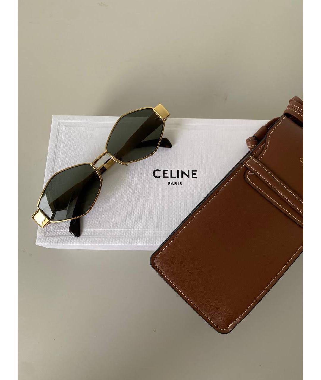 CELINE Золотые металлические солнцезащитные очки, фото 5