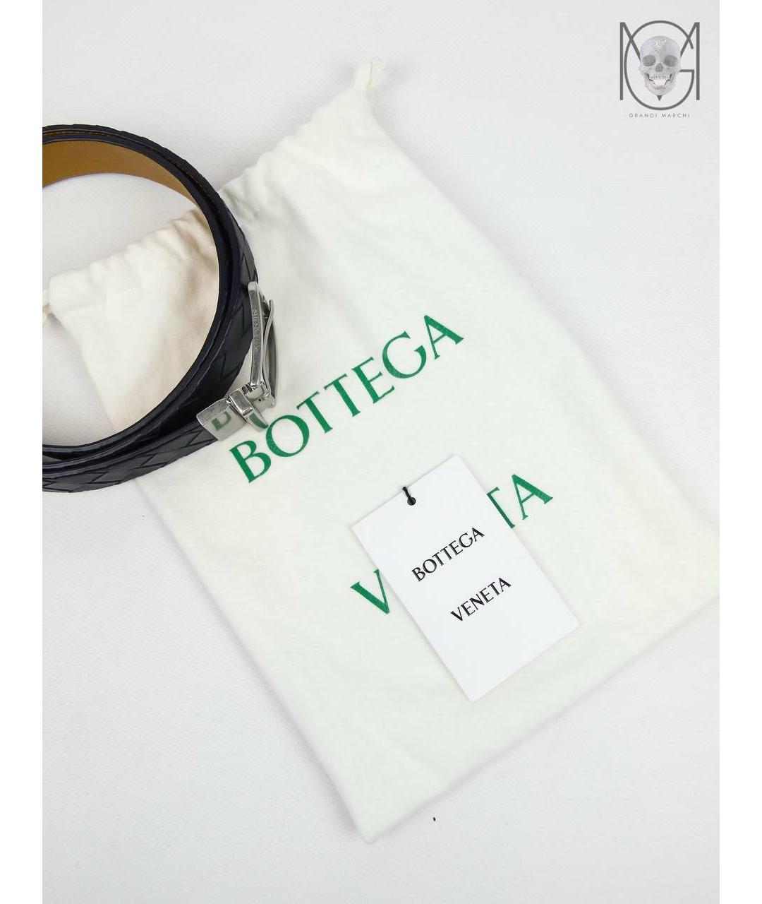 BOTTEGA VENETA Темно-синий кожаный ремень, фото 3