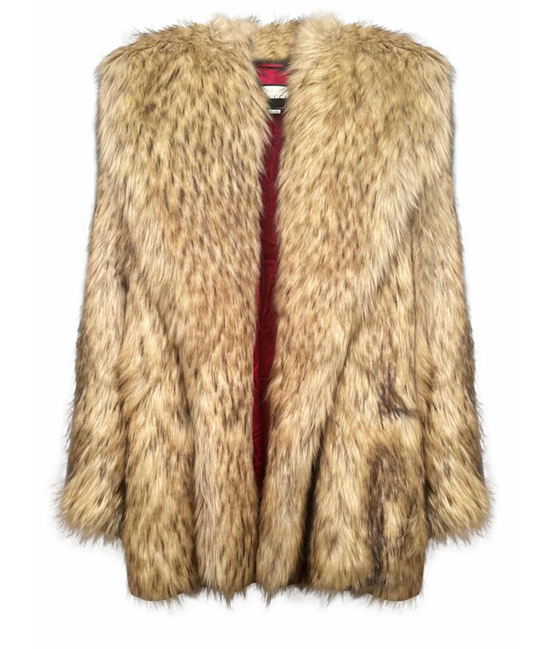 GUCCI Бежевая меховая шуба, фото 1