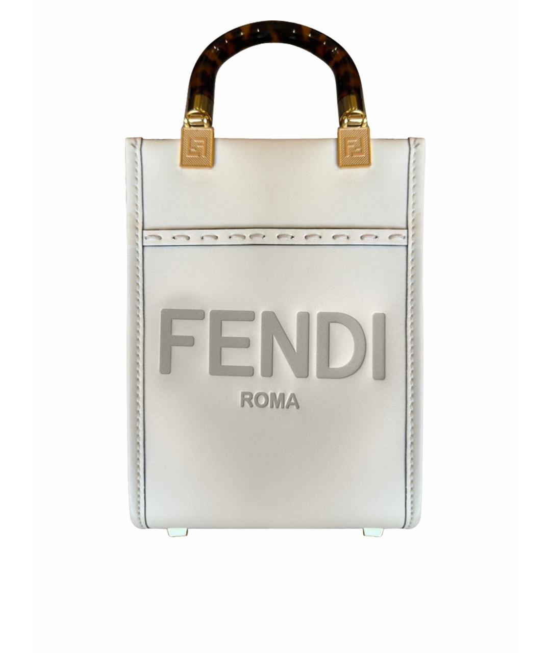 FENDI Бежевая кожаная сумка через плечо, фото 1