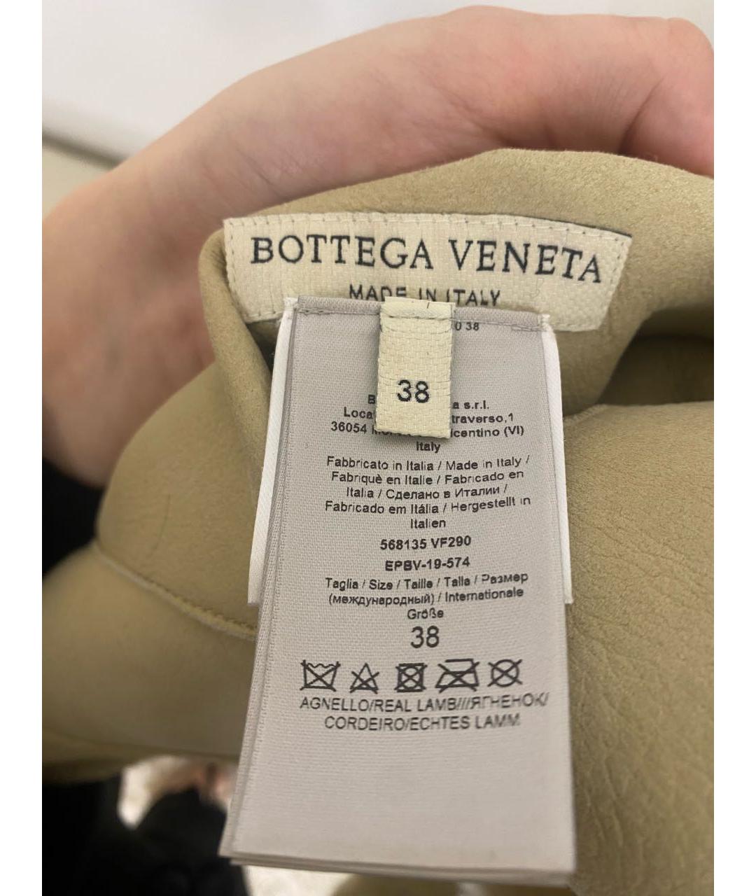 BOTTEGA VENETA Бежевая кожаная дубленка, фото 3