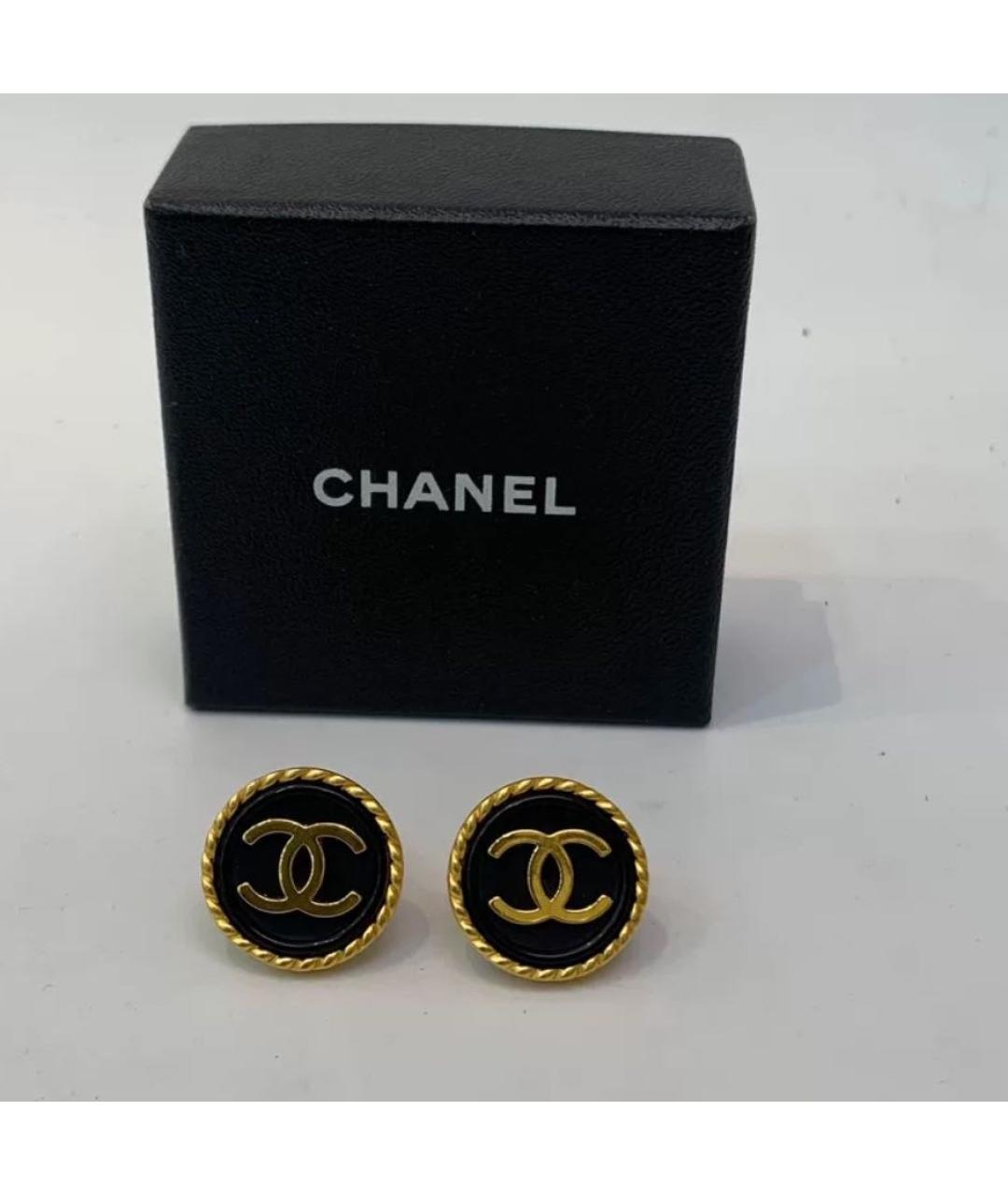 CHANEL Черные клипсы, фото 2