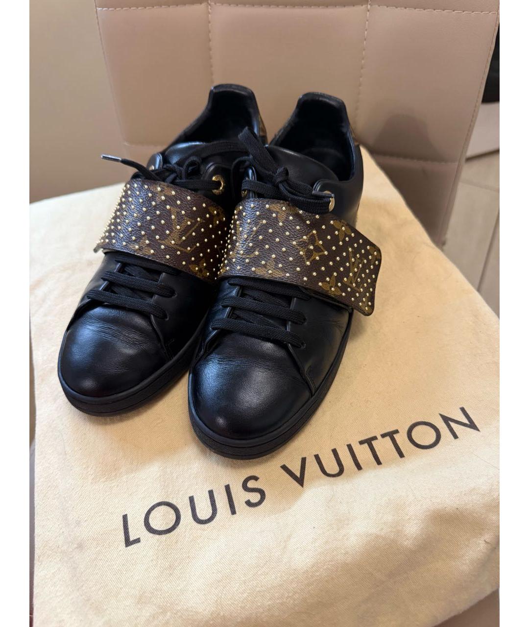 LOUIS VUITTON Черные кожаные кеды, фото 2