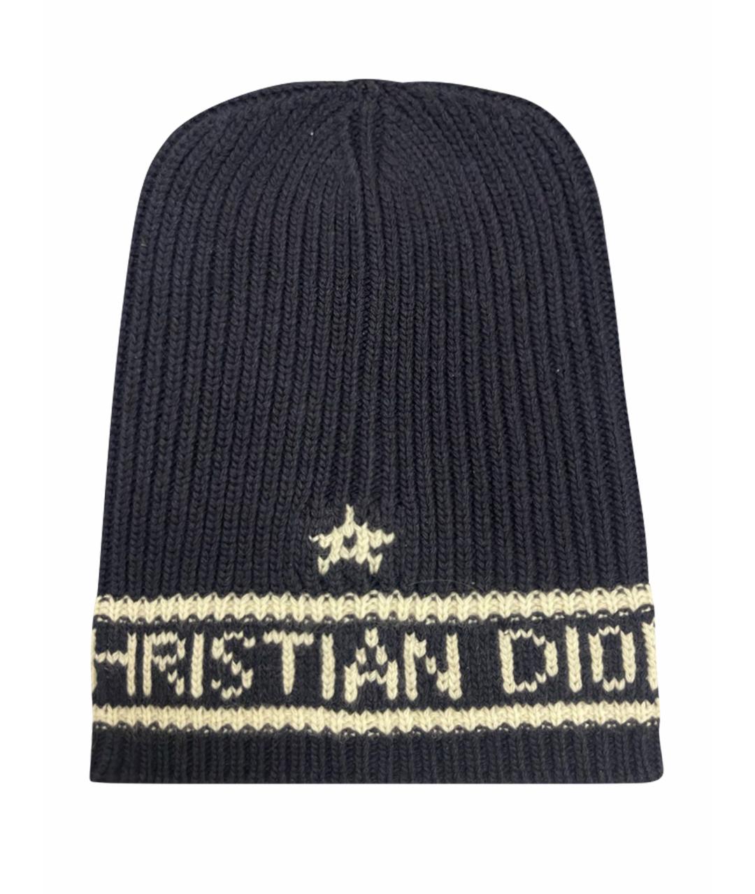 CHRISTIAN DIOR Темно-синяя шерстяная шапка, фото 1