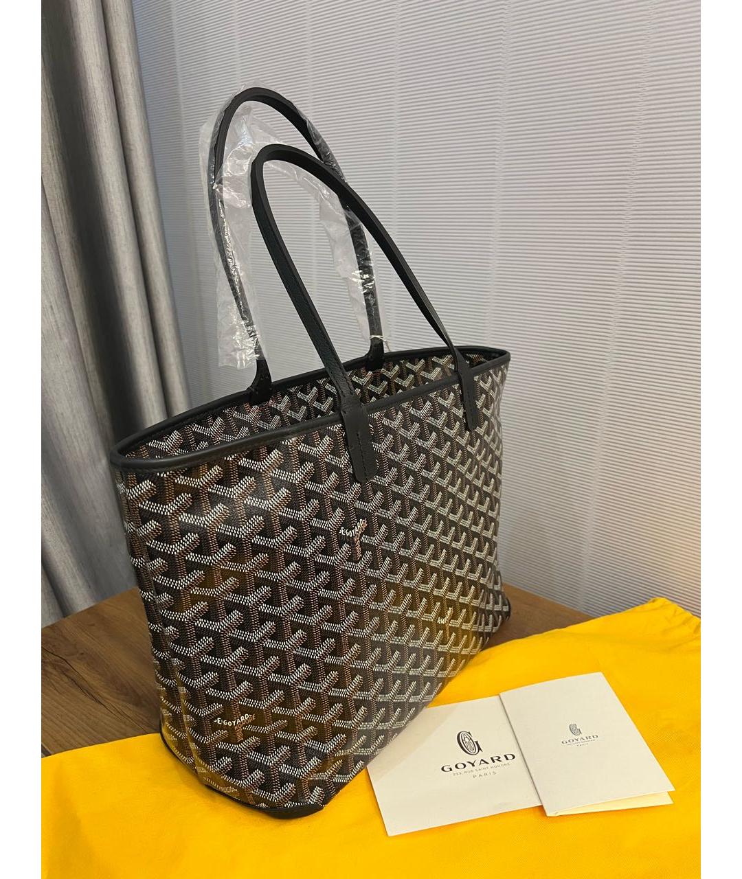 GOYARD Черная кожаная сумка тоут, фото 6