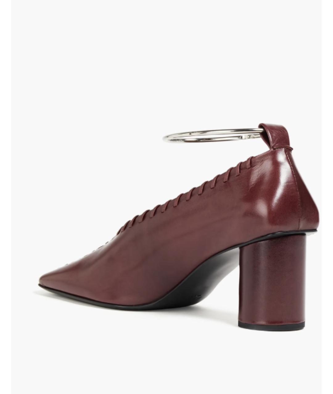 JIL SANDER Бордовые кожаные туфли, фото 3