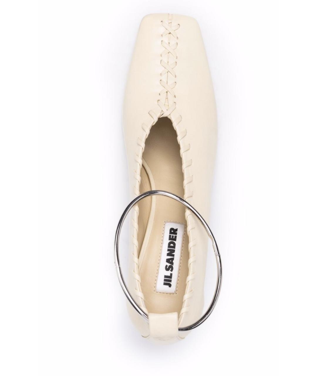 JIL SANDER Белые кожаные туфли, фото 2