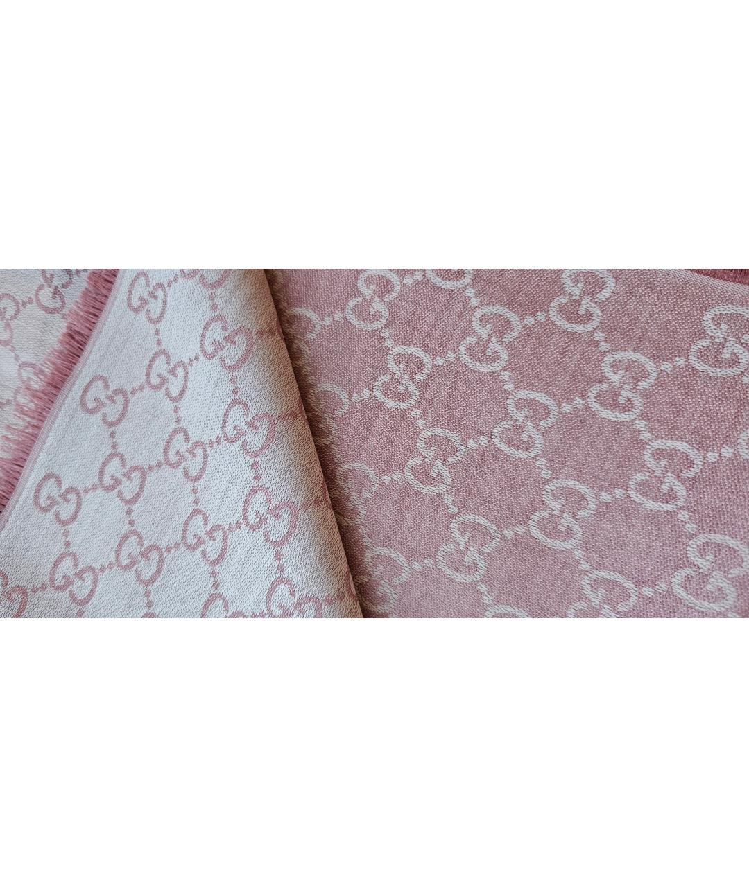 GUCCI Розовый шерстяной платок, фото 2