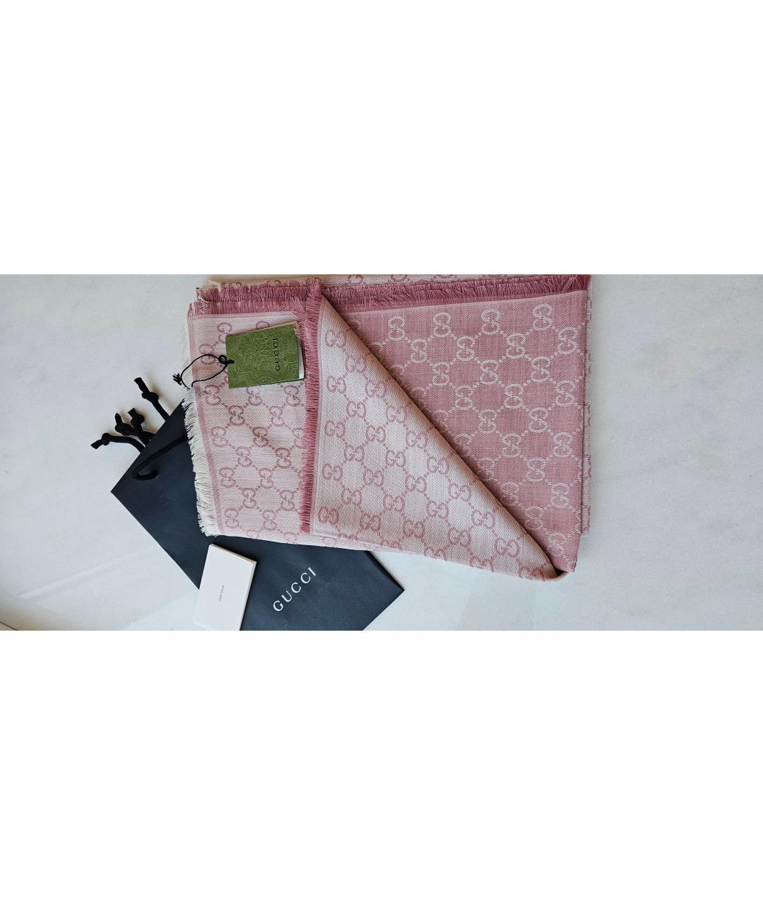 GUCCI Розовый шерстяной платок, фото 9