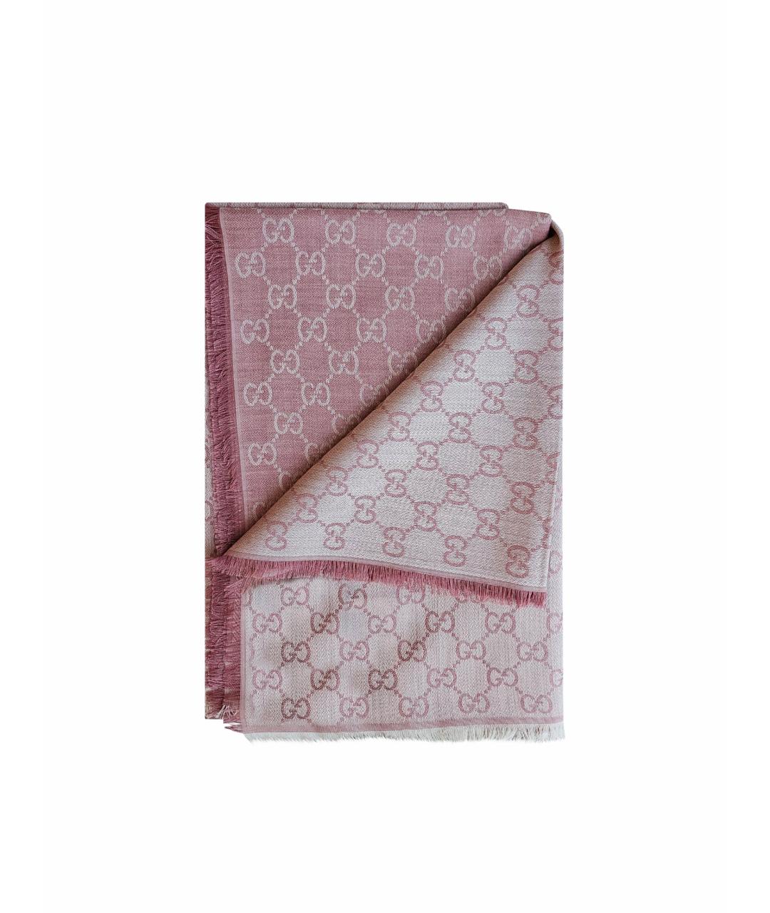 GUCCI Розовый шерстяной платок, фото 1