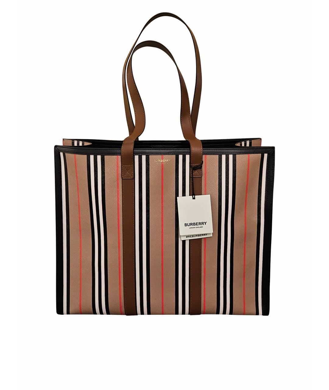 BURBERRY Бежевая кожаная сумка тоут, фото 1